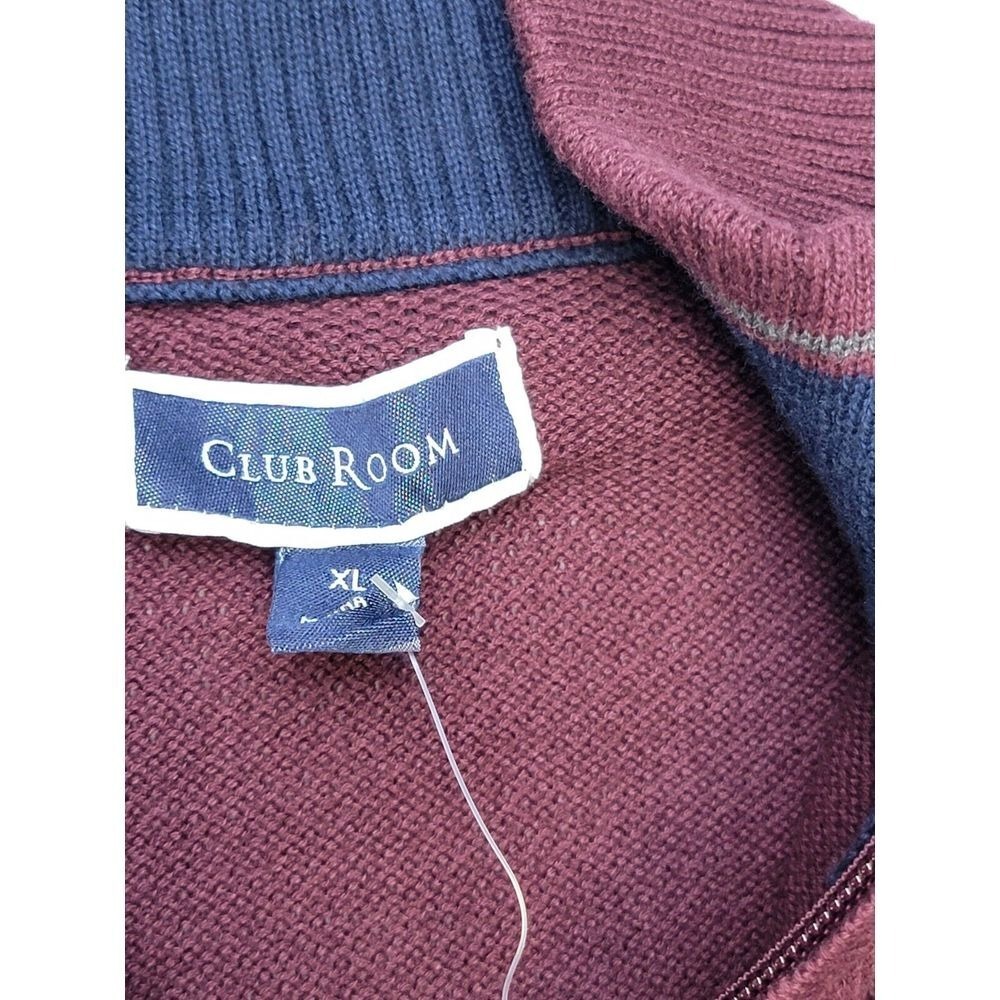 Club Room Sweater Mens XL Red Plum Mock Neck 1/4 Zip Pullover Long Sleeve NWT - Picture 6 of 8